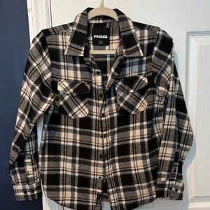 Black and White Boys Plaid Button-Up Shirt NWOT